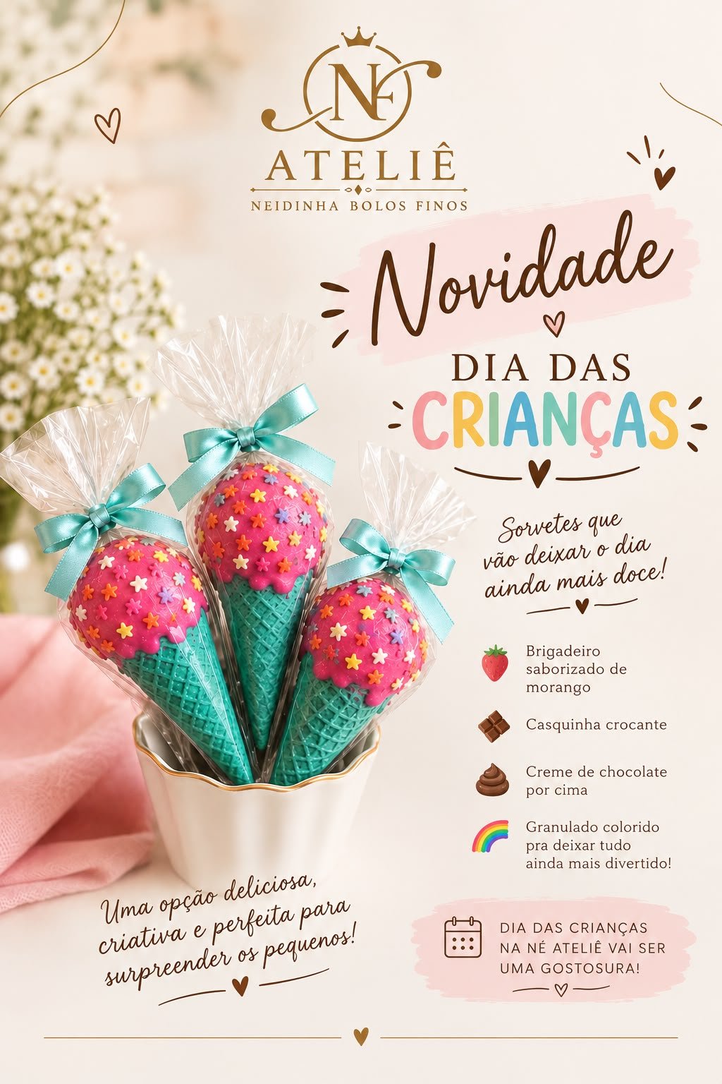 Casquinhos de sorvete coloridos